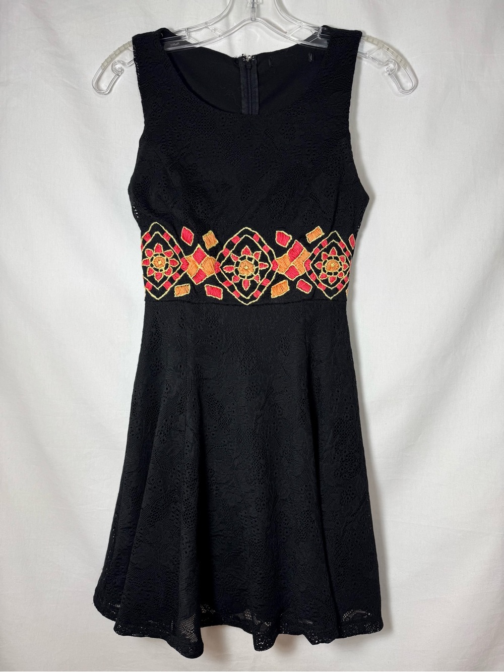 Black lace dress with embroidery
